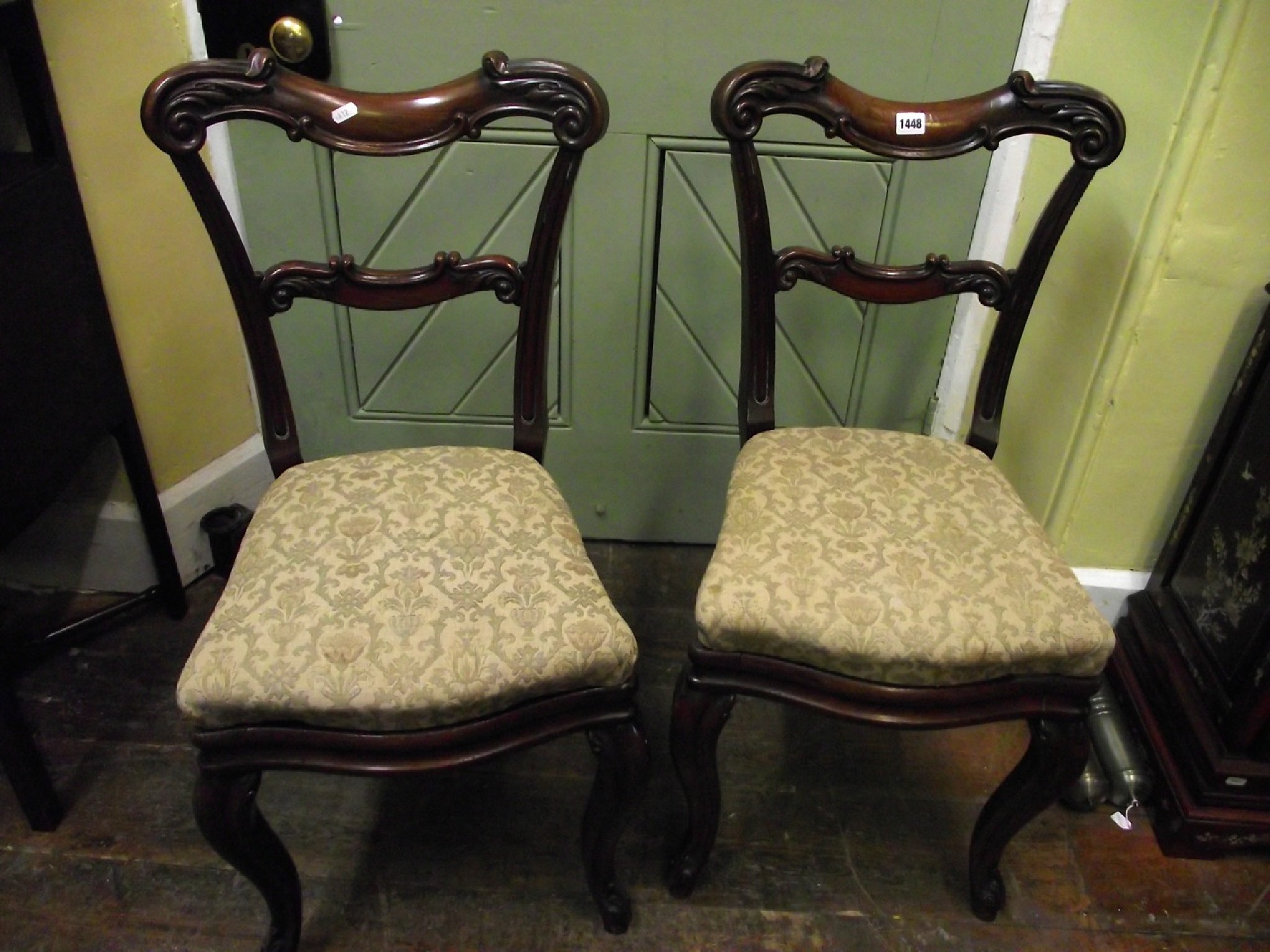 Appraisal: A pair of William IV side chairs with well carved