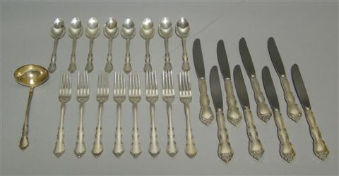 Appraisal: GORHAM SILVER PARTIAL FLATWARE SERVICE Rose Tiara pattern the group