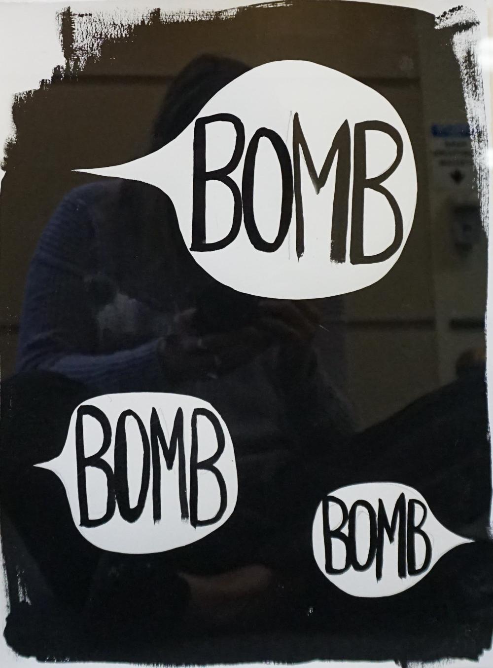 Appraisal: American School st Century 'Bomb Bomb Bomb' Ink on Paper