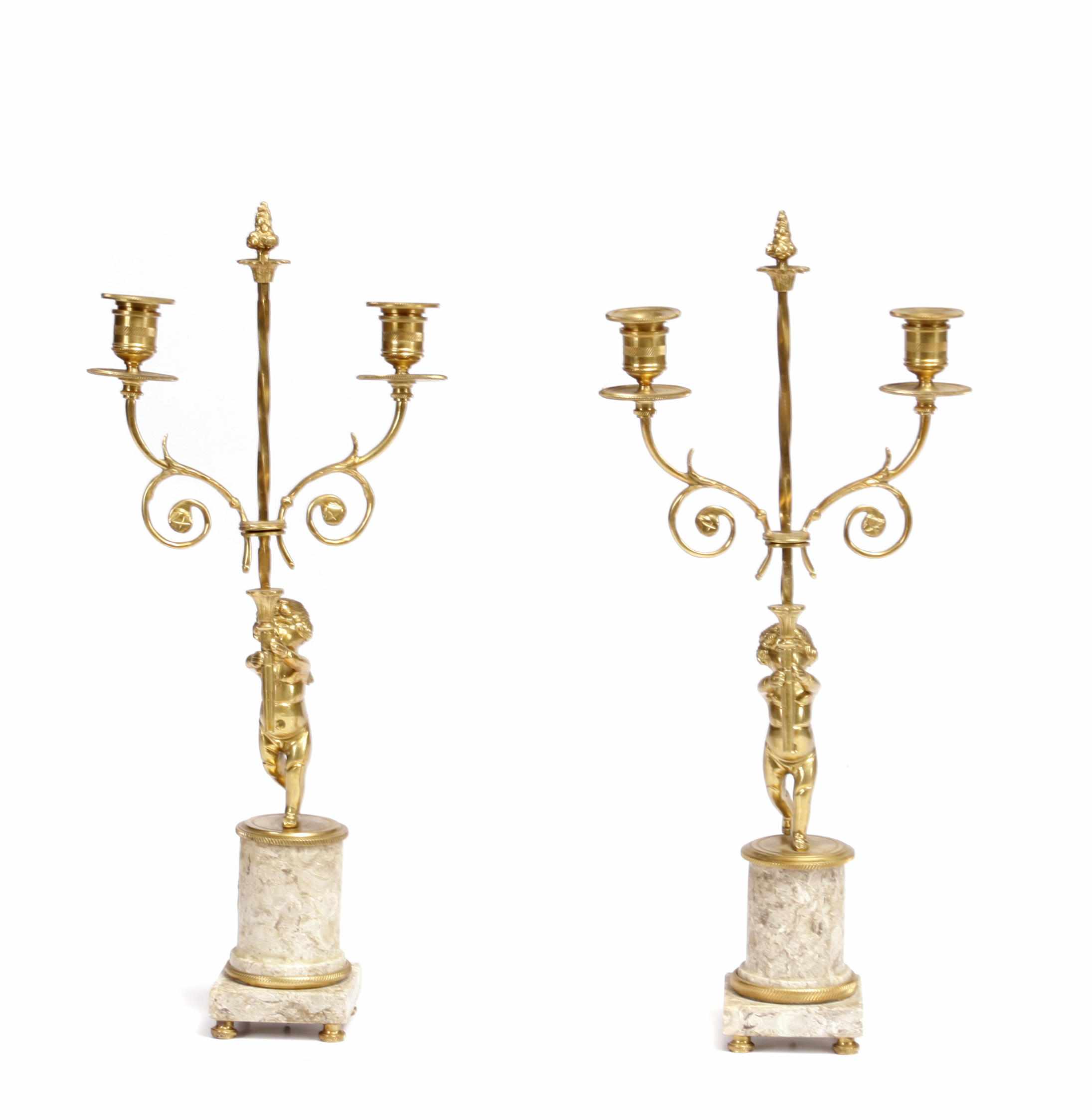 Appraisal: A pair of Louis XV style gilt bronze and marble