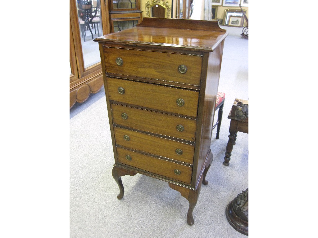 Appraisal: Mahogany music cabinet with false drawer cupboard