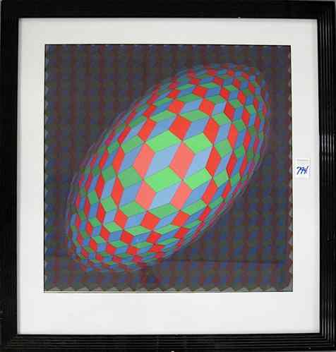 Appraisal: VICTOR VASARELY COLOR SERIGRAPH Hungarian French - Colorful geometrics ''