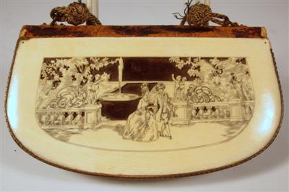 Appraisal: Continental elephant ivory satin and leather clutch purselate th century