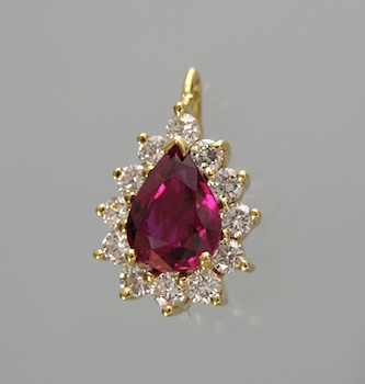 Appraisal: A Tiffany Co Ruby and Diamond Pendant A pear cut