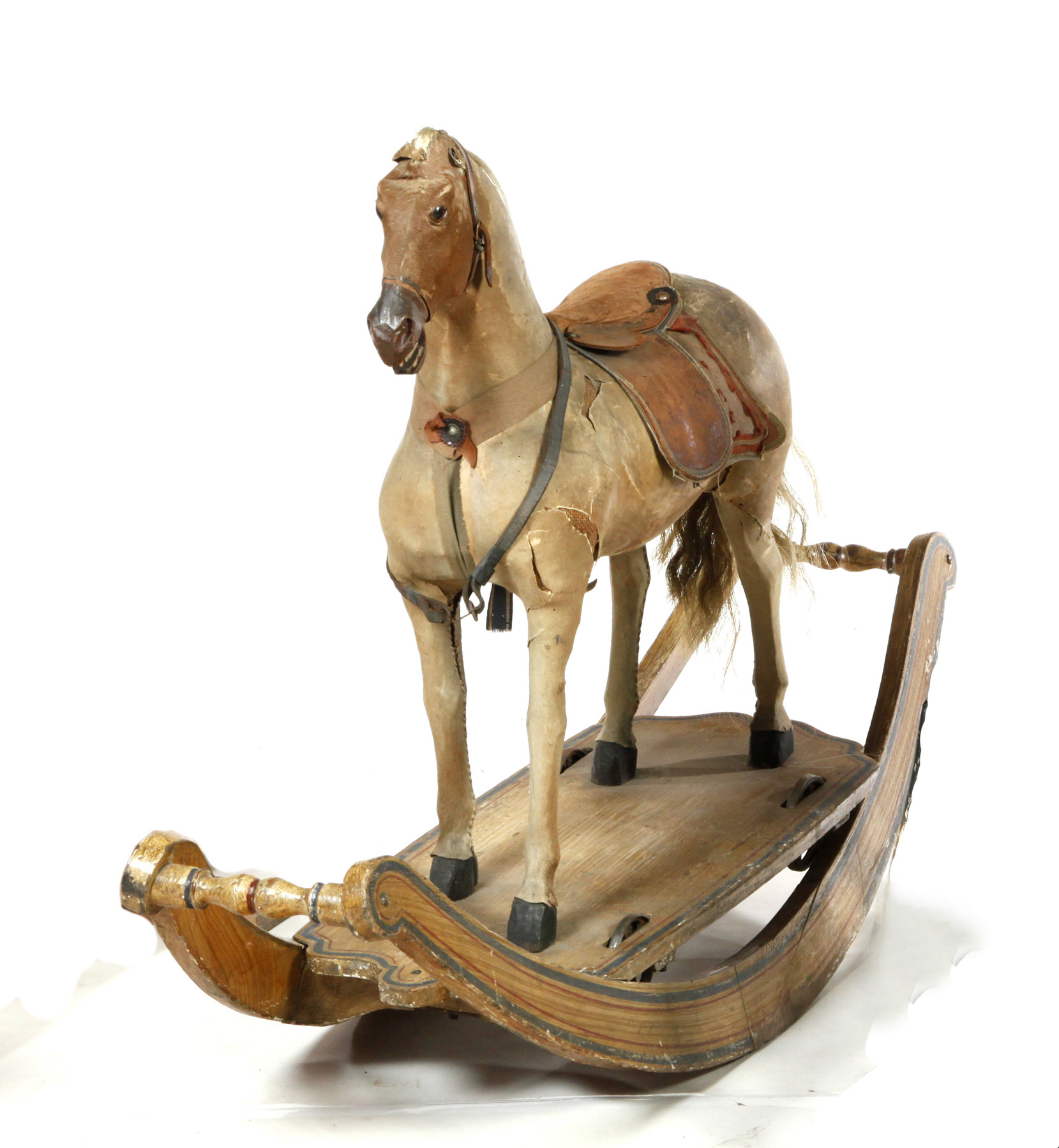 Appraisal: ROCKING HORSE Probably Germany late th century Wooden frame covered