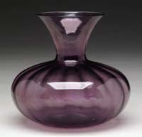 Appraisal: DURAND VASE Nice bulbous shape ribbed vase has rich amethyst