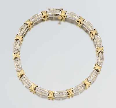 Appraisal: A Ladies' Two Tone Gold and Diamond Bracelet k gold