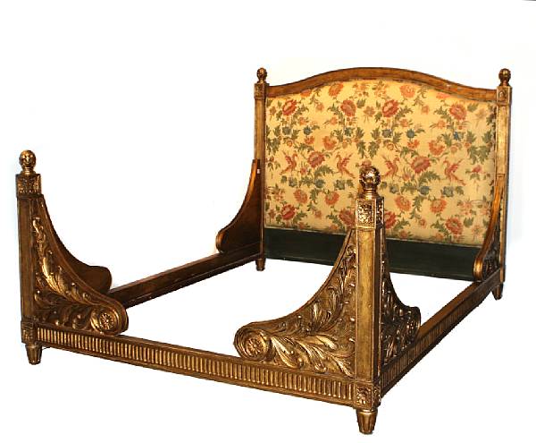 Appraisal: A Neoclassical style carved giltwood bed height in length in