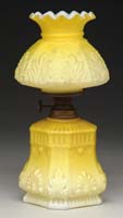 Appraisal: RARE YELLOW SATIN GLASS MINI LAMP S -fig L Dark