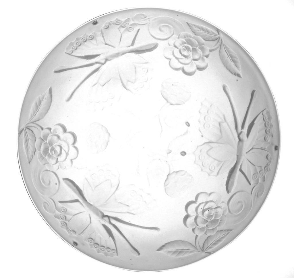 Appraisal: Vintage clear frosted shade with floral butterfly design in the