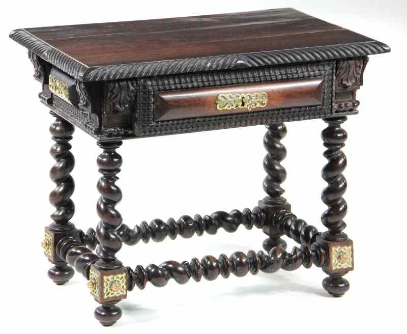 Appraisal: English Barley Twist Low Side Table th century rosewood veneered