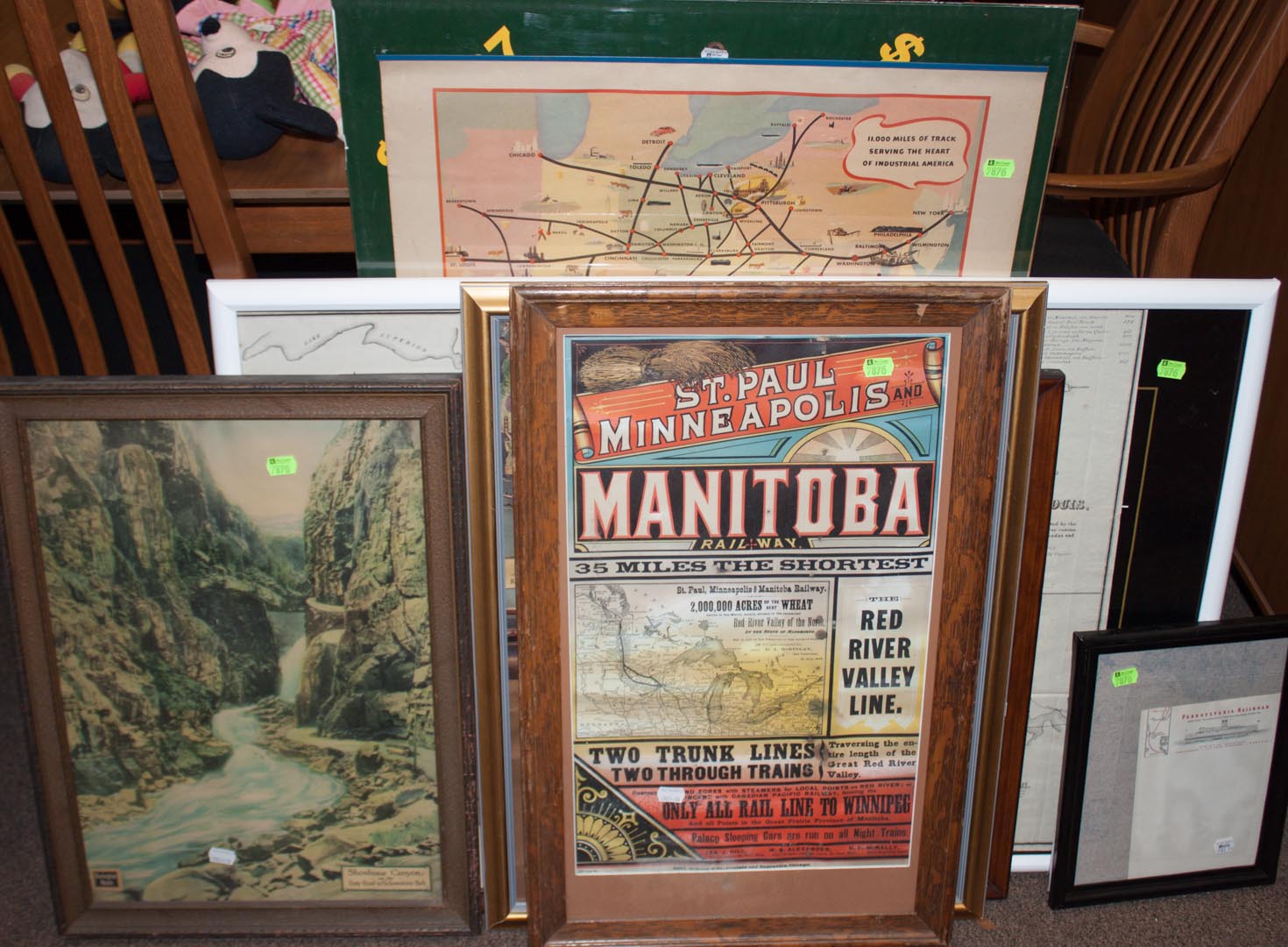 Appraisal: Assortment of train ephemera including maps advertising color print and