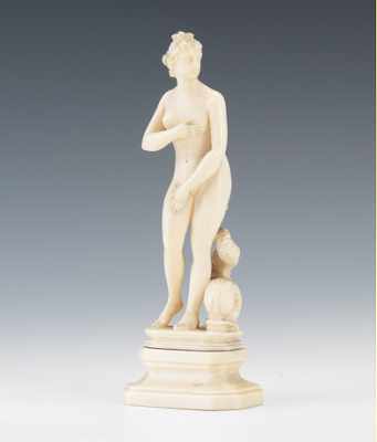 Appraisal: A European Carved Ivory Nude Figural th Century Carved in