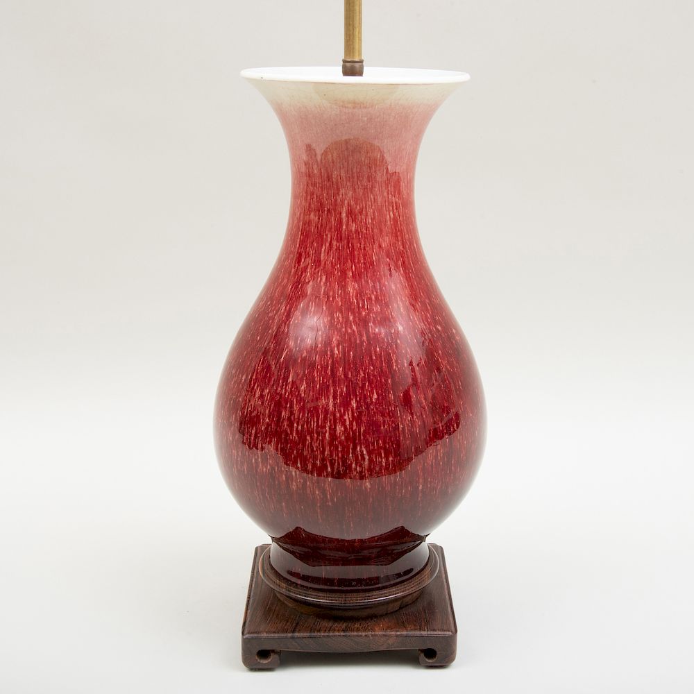 Appraisal: Chinese Copper Red Glazed Vase Mounted As a Lamp Chinese