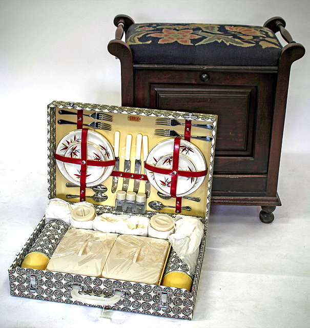 Appraisal: AN EARLY TH CENTURY MAHOGANY PIANO STOOL with a tapestry