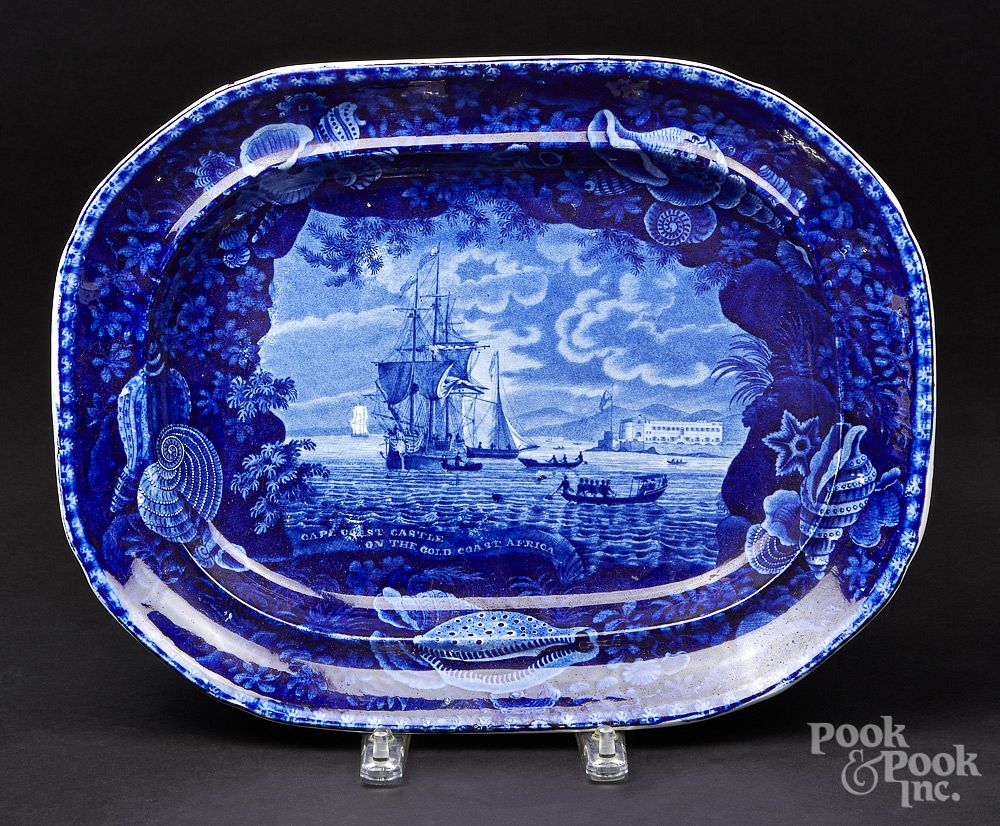 Appraisal: Historical blue Staffordshire platter Historical blue Staffordshire Cape Coast Castle