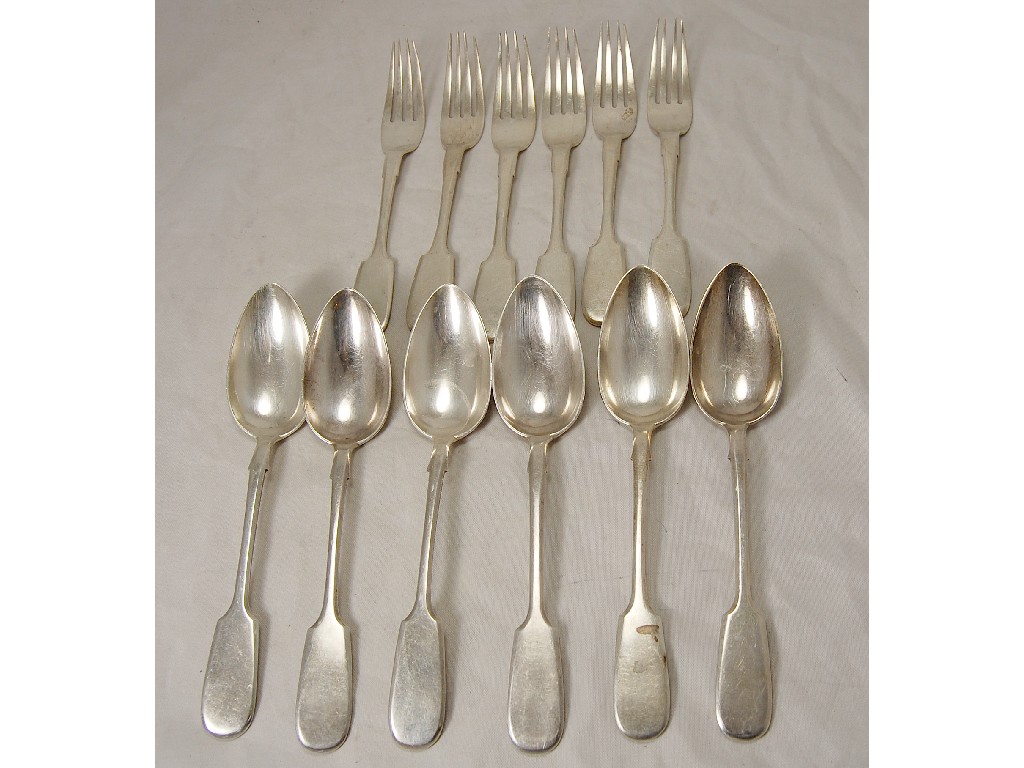 Appraisal: Russian silver pre-revolution fiddle pattern half dozen serving spoons half