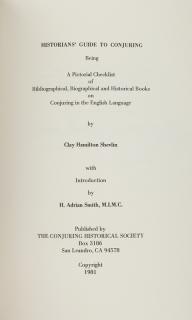 Appraisal: Shevlin Clay Hamilton The Historian s Guide to Conjuring San