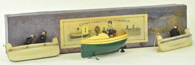 Appraisal: CARETTE BOXED SPEEDBOAT SET c exceedingly rare set tows the