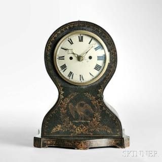 Appraisal: Papier-mache Kidney-shaped Table Clock England likely for the American market