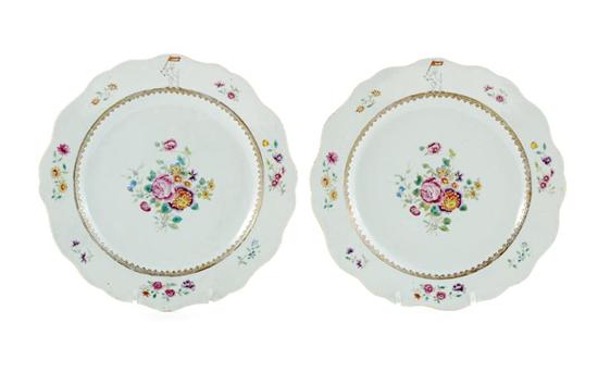 Appraisal: Pair Chinese Export Watson armorial plates circa scalloped and floral