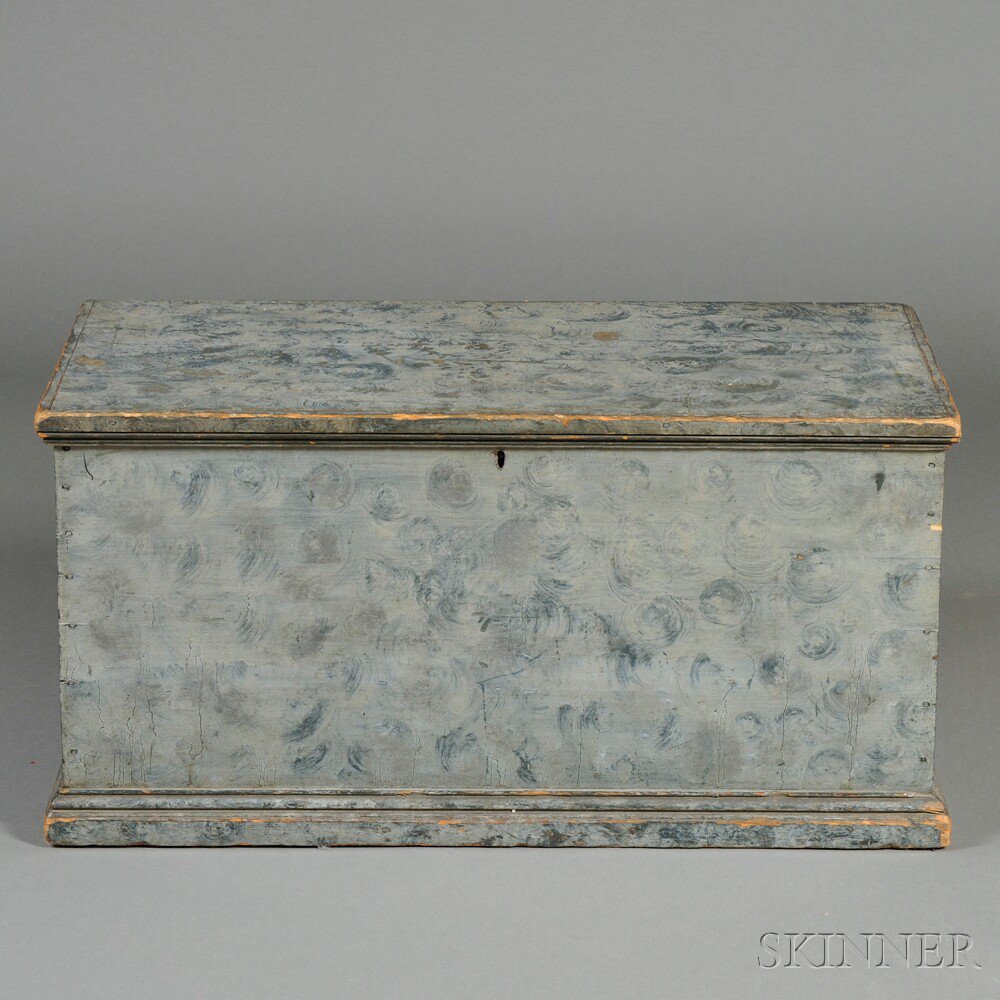 Appraisal: Paint-decorated Poplar Six-board Chest possibly New England th century the