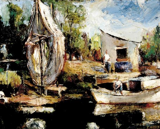 Appraisal: Eugene B White Florida - FISHERMEN PREPARING FOR THE DAYoil