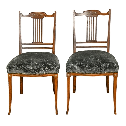 Appraisal: A pair of Edwardian rosewood and inlaid side chairs with