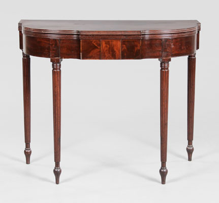 Appraisal: Federal Figured Mahogany Card Table American circa pine secondary and