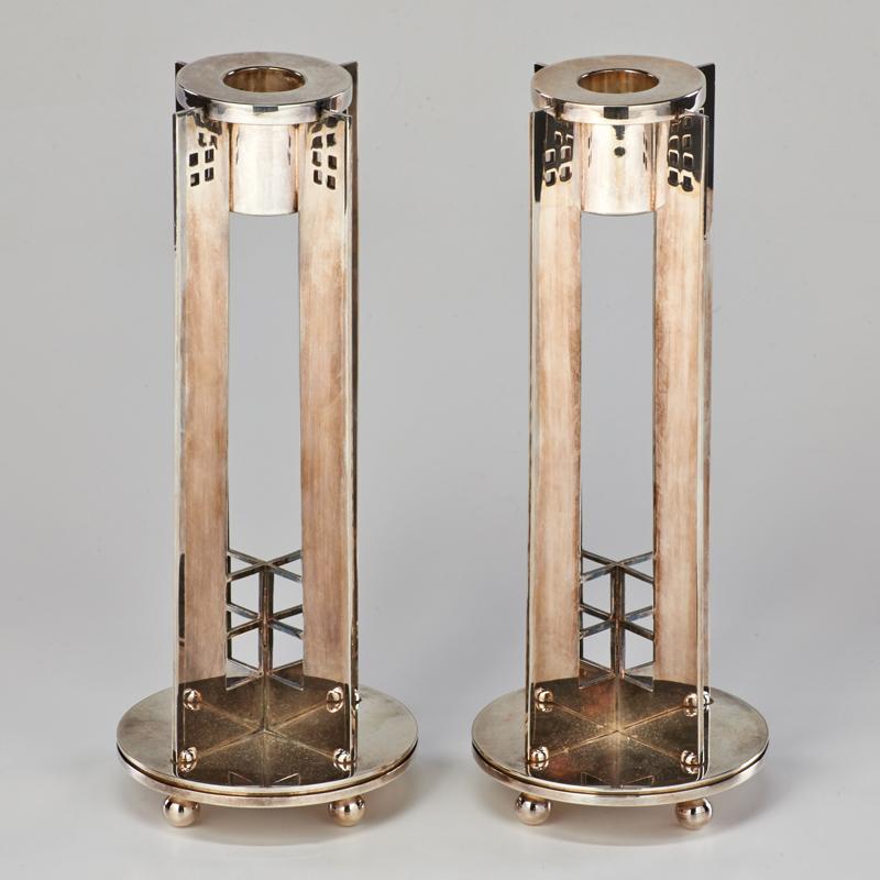 Appraisal: RICHARD MEIER SWID POWELL Pair of Skyscraper candlesticks Italy s