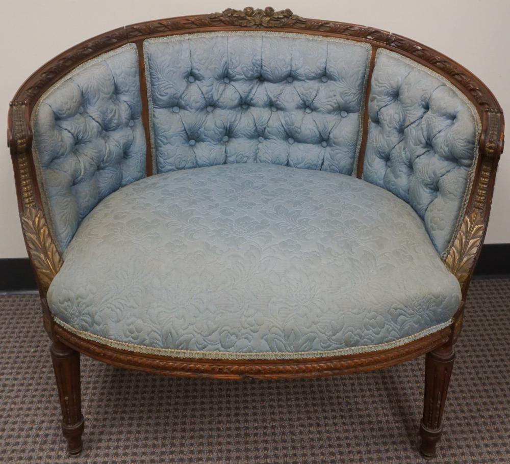 Appraisal: Louis XVI Style Partial Gilt Carved Walnut and Upholstered Bergere