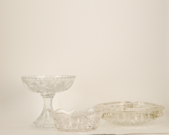 Appraisal: Pieces Glass Cut Glass Compote H dia chips flaking Cut