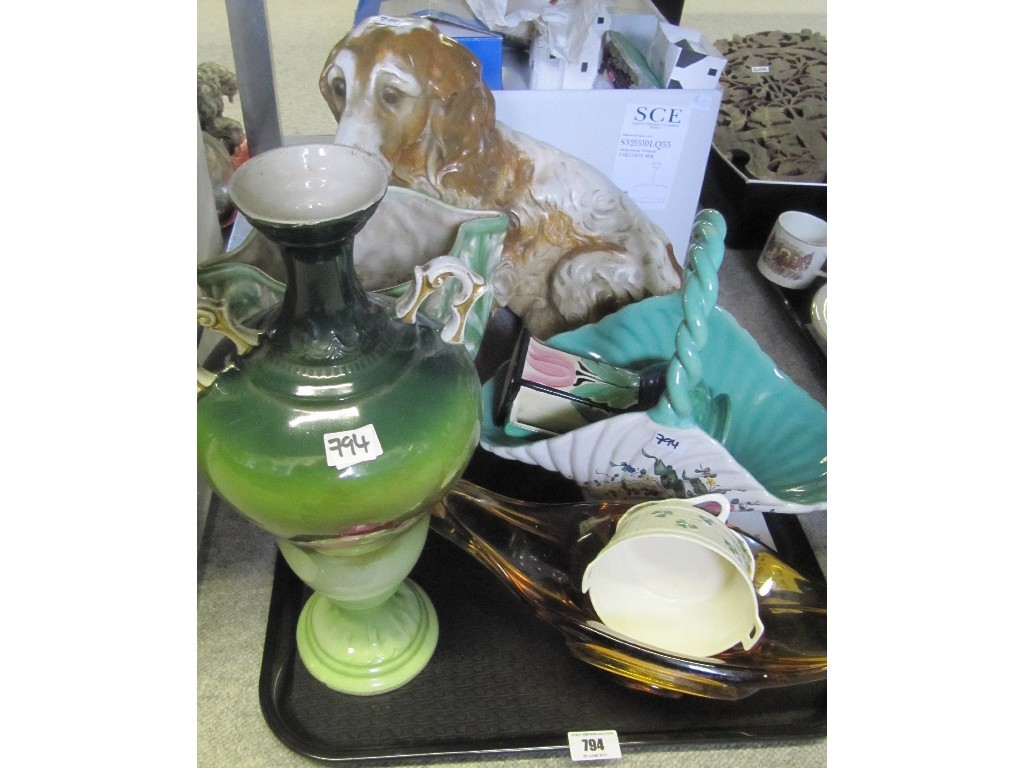 Appraisal: Lot comprising tray of assorted ceramics and a plaster figure