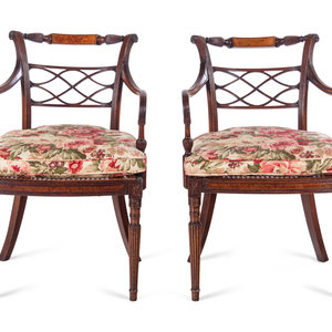 Appraisal: A Pair of George III Carved Mahogany Armchairs Circa Height