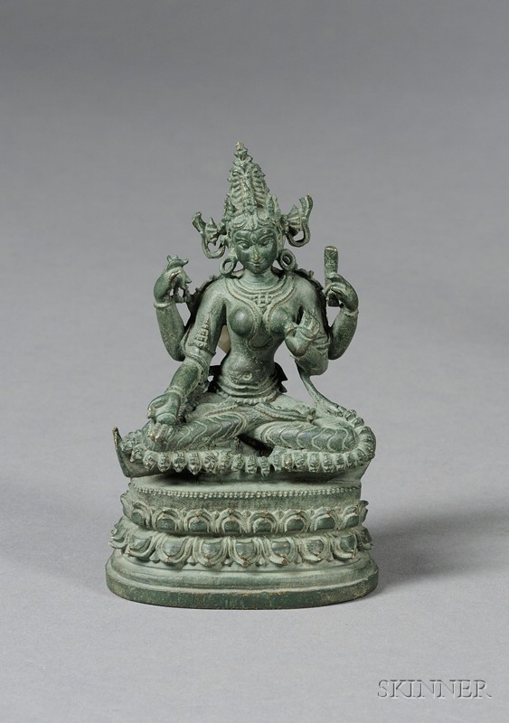 Appraisal: Bronze Image of Prajnaparamita Pala period th century deep gray-green