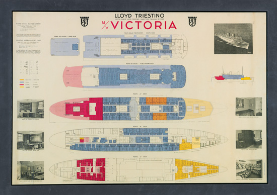 Appraisal: LLOYD TRIESTINO LINE Victoria Large color deck plan of the