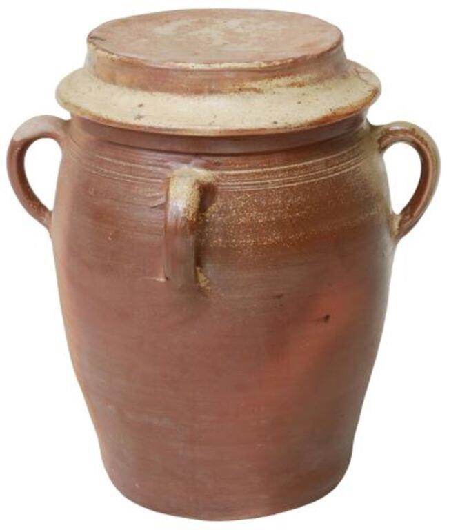 Appraisal: Large French Provincial earthenware storage jar having fitted lid over