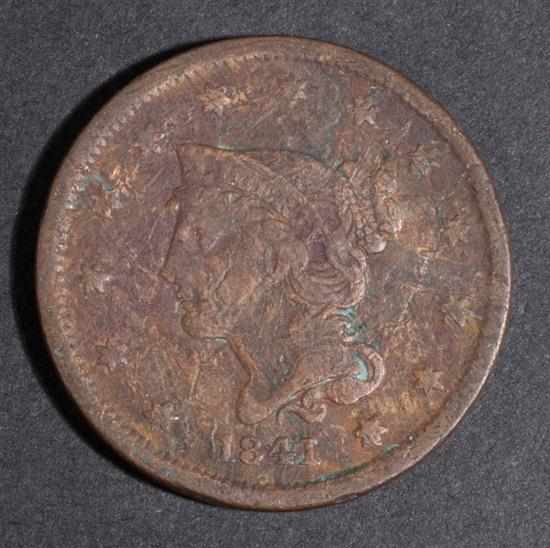 Appraisal: Five United States coronet type copper large cents - comprising