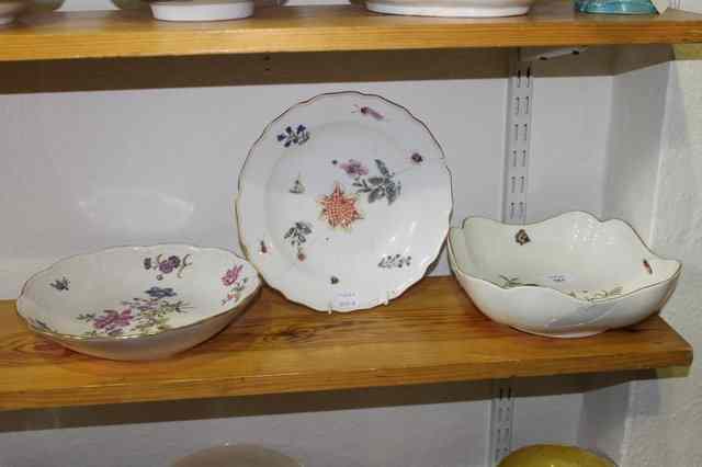 Appraisal: THREE PIECES OF TH CENTURY MEISSEN comprising a saucer dish