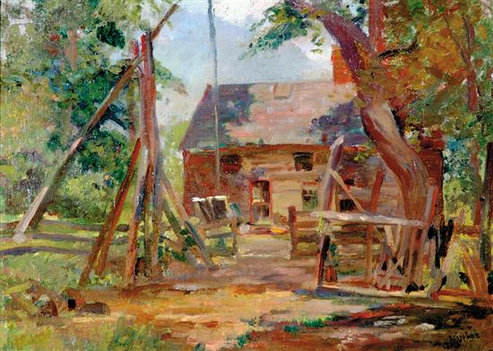 Appraisal: Max Kuehne New York - COUNTRY COTTAGE oil on board