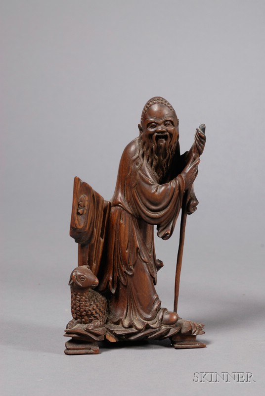 Appraisal: Carved Boxwood Figure China th century standing figure of an