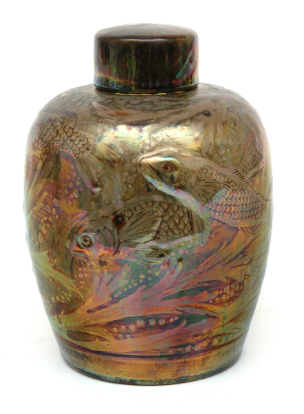 Appraisal: A ROYAL LANCASTRIAN LIDDED LUSTRE VASE Designed by R Joyce