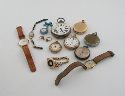 Appraisal: Miscellaneous watches etc three gilt metal wrist watches two silver