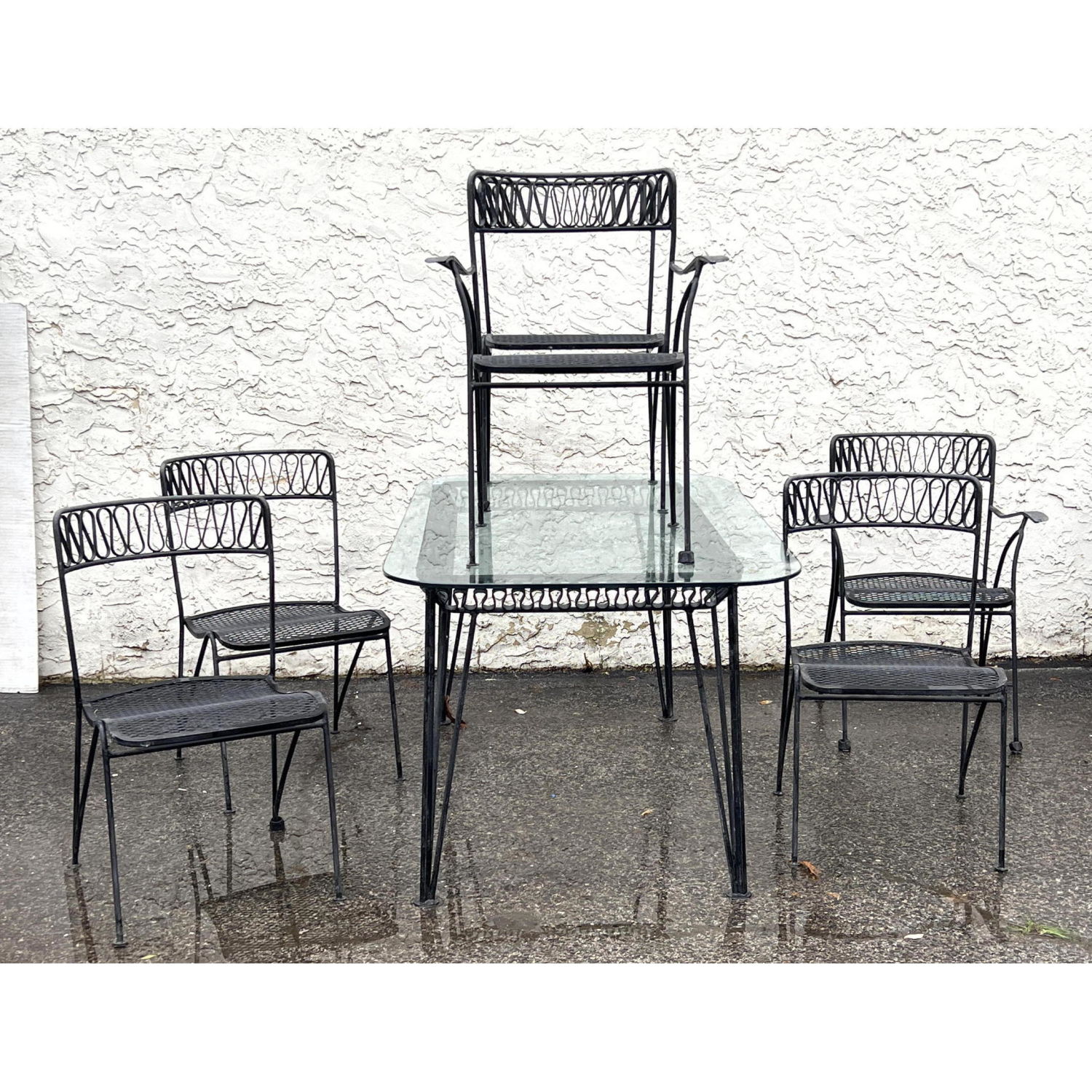 Appraisal: pc MAURICIO TEMPESTINI for Salterini Wrought Iron Dining set Table