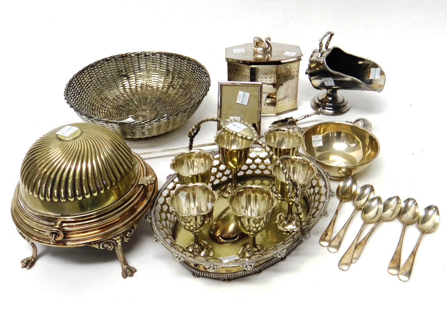 Appraisal: Plated wares comprising an oval six cup egg cruet fitted