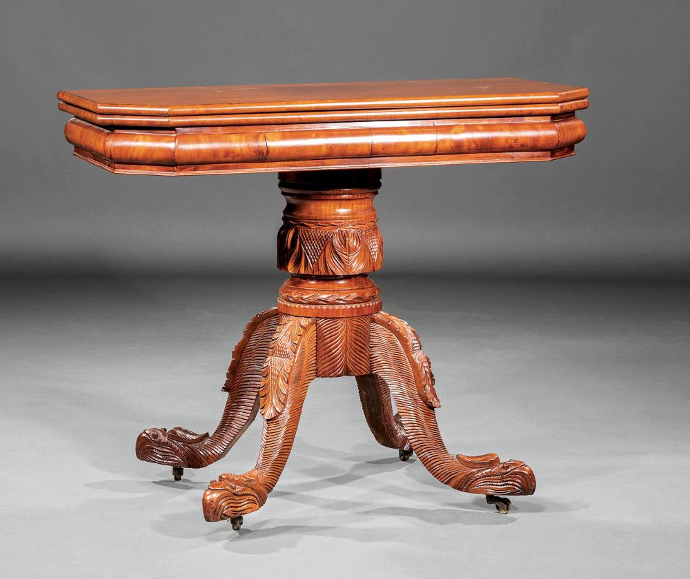 Appraisal: Pair of American Late Classical Carved Mahogany Games Tables c