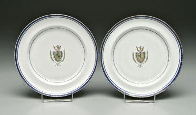 Appraisal: Two Chinese export armorial plates arms for Morgan with quot