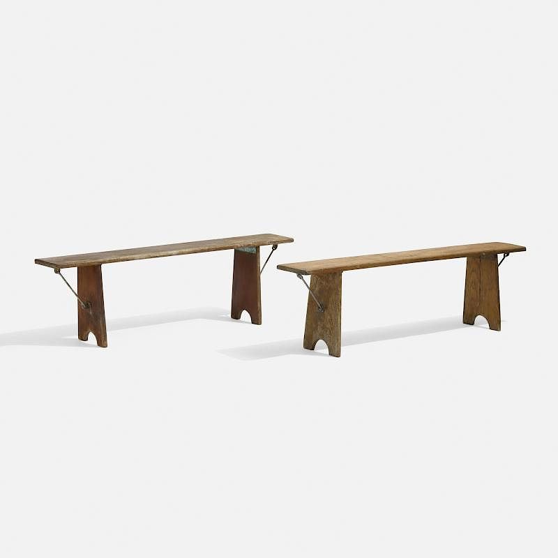 Appraisal: Swedish benches pair Swedish benches pair Early th Century pine