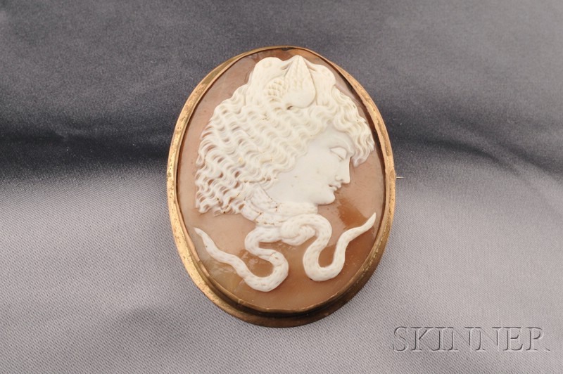 Appraisal: Antique Shell Cameo depicting a classical figure gilt mount x