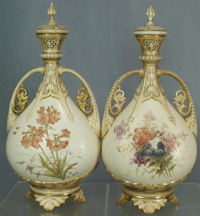 Appraisal: An important pair of Royal Worcester covered vases with reticulation